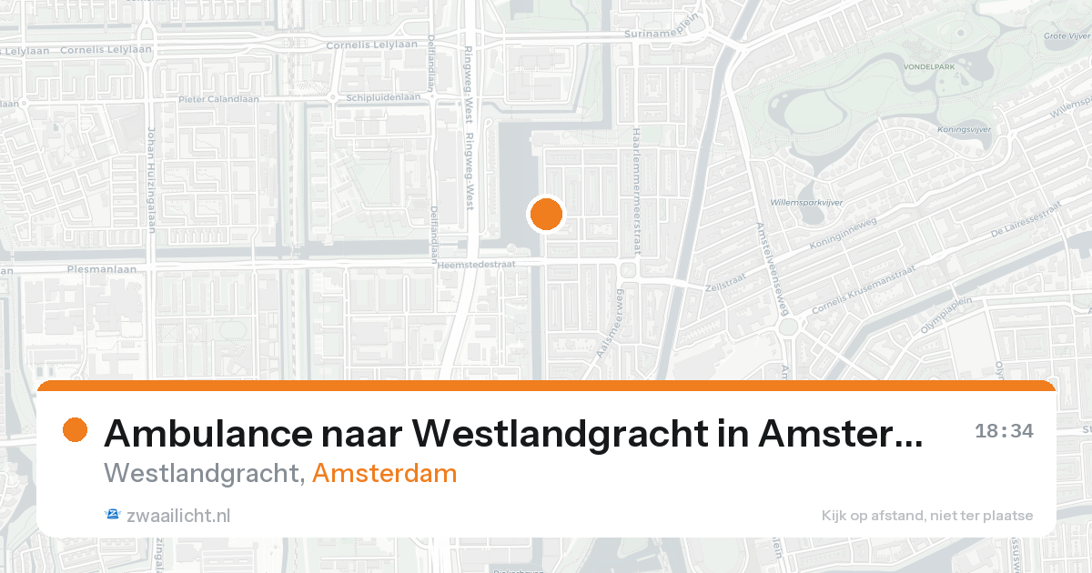 Ambulance naar Westlandgracht in Amsterdam — 17 aug 2026