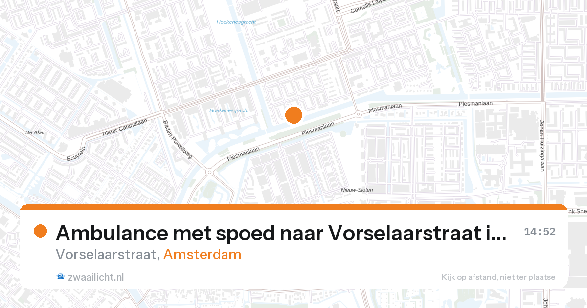 Ambulance met spoed naar Vorselaarstraat in Amsterdam — 27 aug 2026