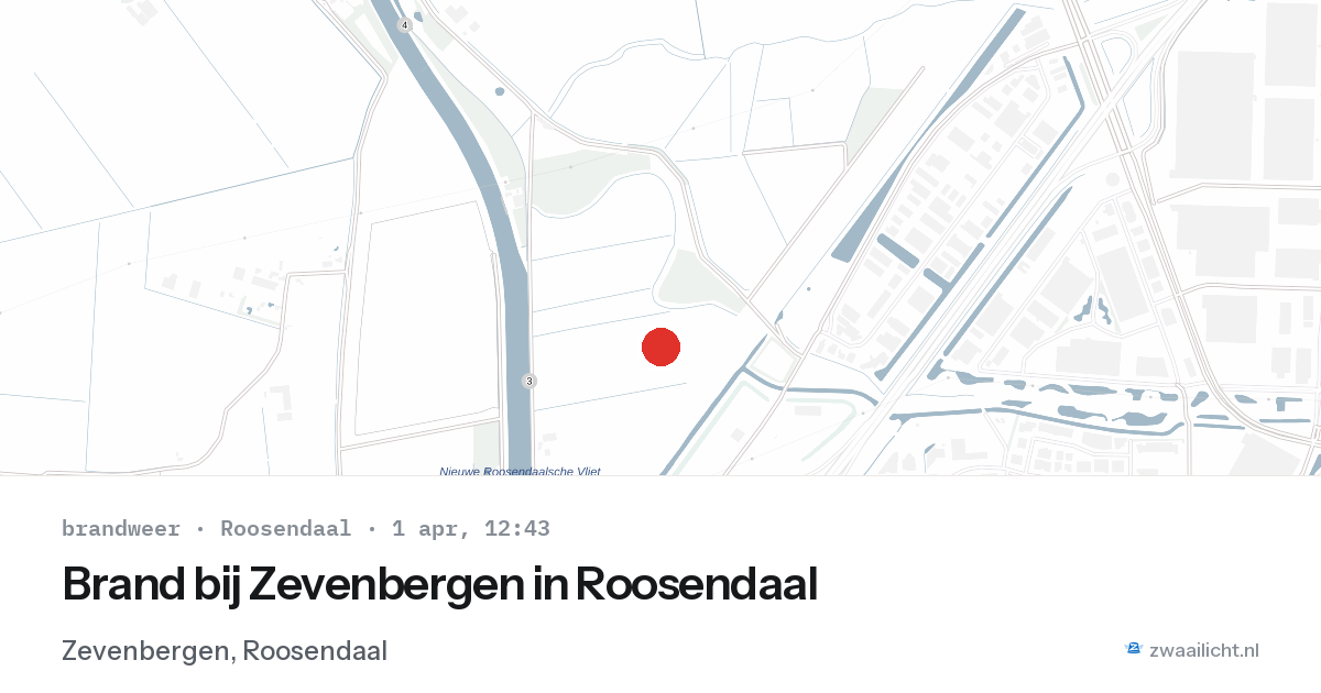 Brand bij Zevenbergen in Roosendaal — 1 apr 2026