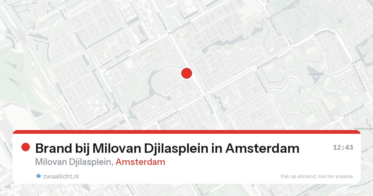 Brand bij Milovan Djilasplein in Amsterdam — 18 aug 2026
