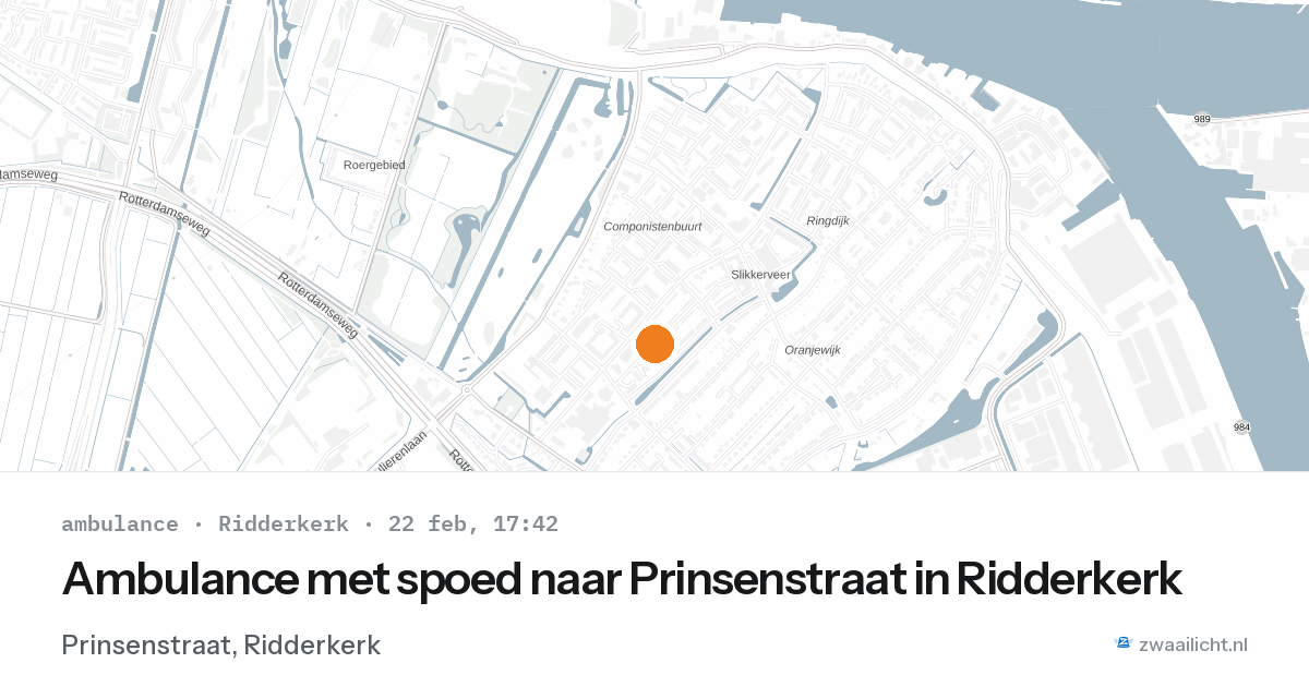 Ambulance met spoed naar Prinsenstraat in Ridderkerk — 22 feb 2026