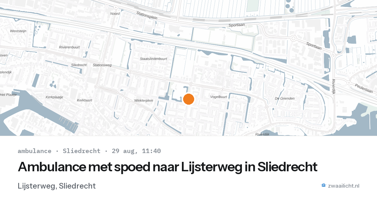 Ambulance met spoed naar Lijsterweg in Sliedrecht — 29 aug 2026