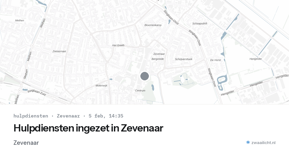 Hulpdiensten ingezet in Zevenaar — 5 feb 2026 | 🚨 Zwaailicht.nl