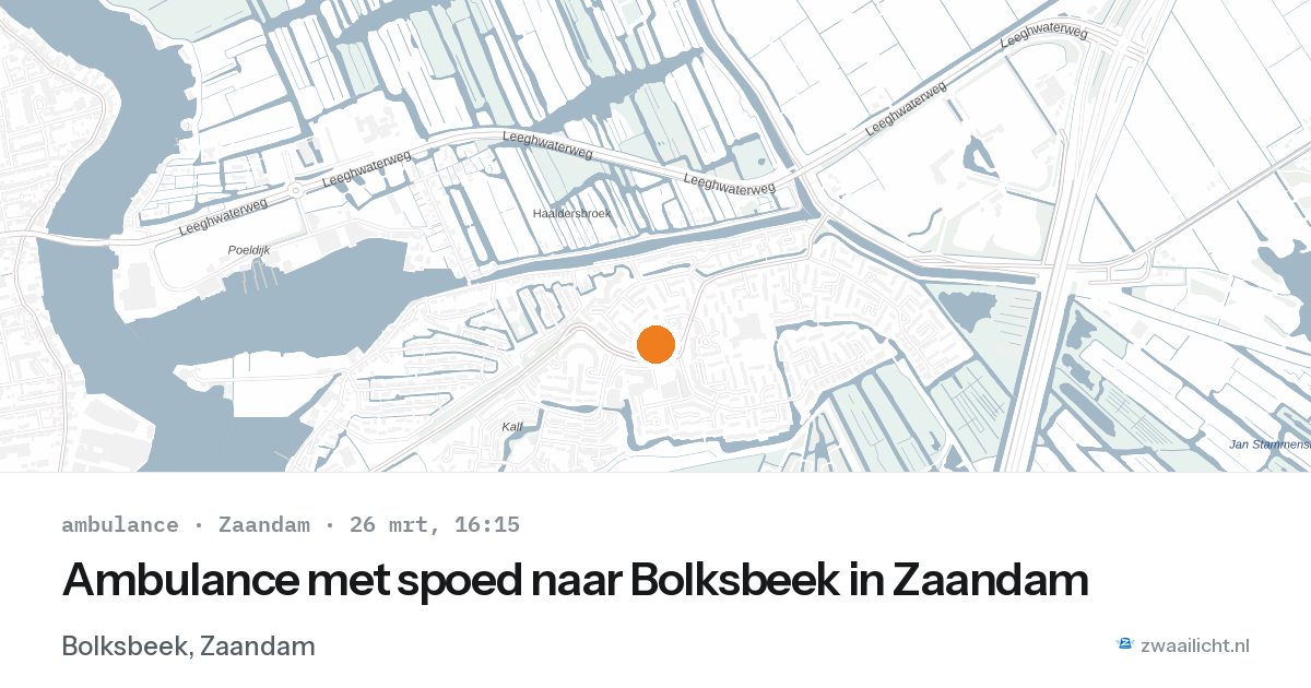 Ambulance met spoed naar Bolksbeek in Zaandam — 26 mrt 2026