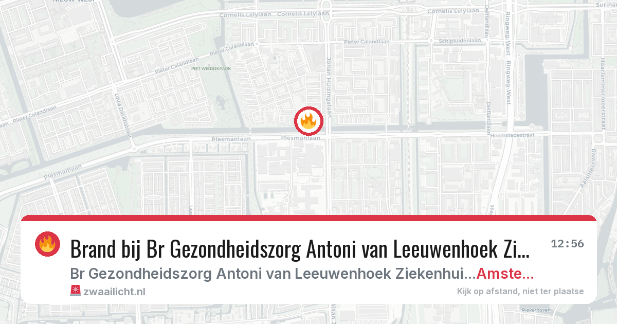 Brand bij Br Gezondheidszorg Antoni van Leeuwenhoek Ziekenhuis Plesmanlaan in Amsterdam — 8 feb 2026