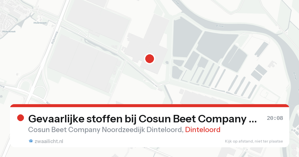 Gevaarlijke stoffen bij Cosun Beet Company Noordzeedijk Dinteloord in Dinteloord — 18 aug 2026
