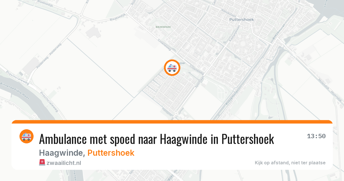 Ambulance met spoed naar Haagwinde in Puttershoek — 8 aug 2026