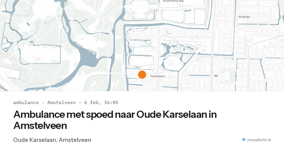 Ambulance met spoed naar Oude Karselaan in Amstelveen — 6 feb 2026