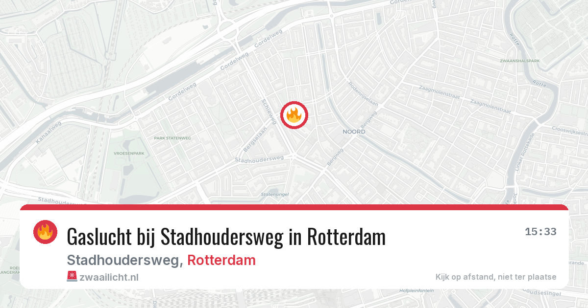 Gaslucht bij Stadhoudersweg in Rotterdam — 24 feb 2026