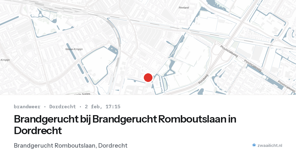 Brandgerucht bij Brandgerucht Romboutslaan in Dordrecht — 2 feb 2026