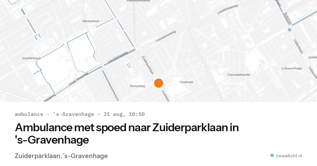 Ambulance met spoed naar Zuiderparklaan in 's-Gravenhage — 31 aug 2026