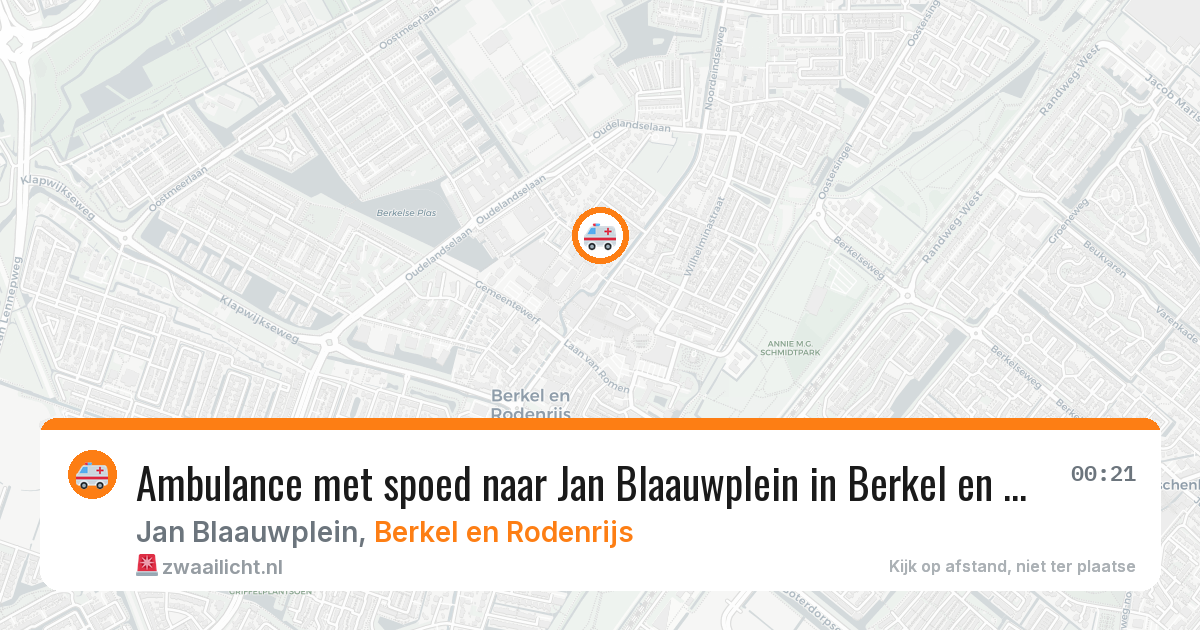 Ambulance met spoed naar Jan Blaauwplein in Berkel en Rodenrijs — 10 jul 2026