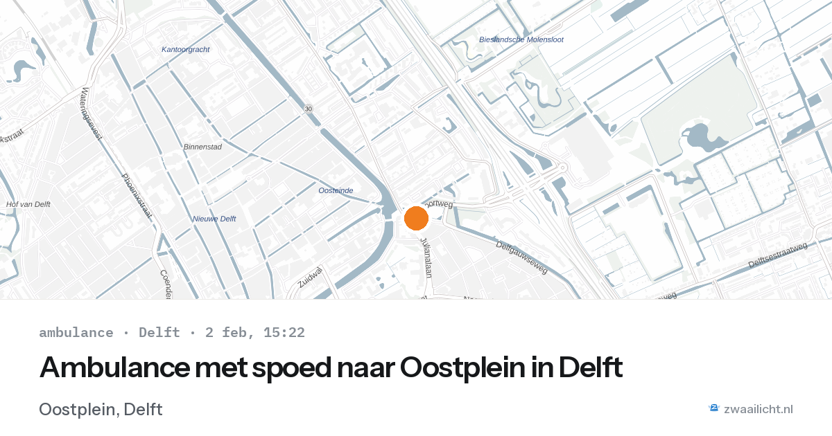 Ambulance met spoed naar Oostplein in Delft — 2 feb 2026