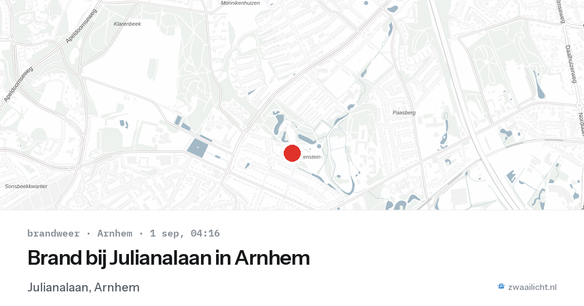 Brand bij Julianalaan in Arnhem — 1 sep 2026