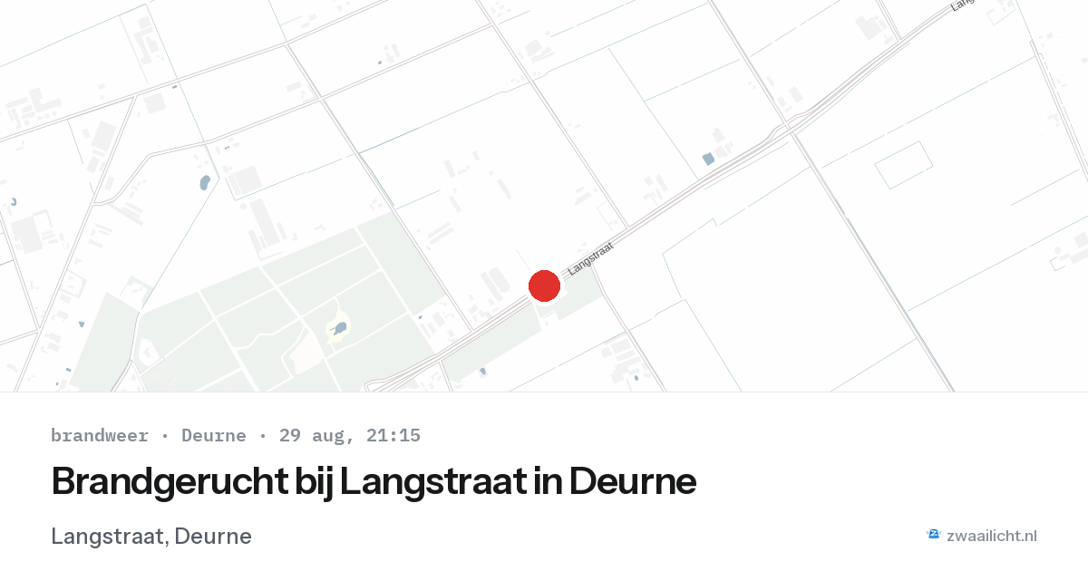 Brandgerucht bij Langstraat in Deurne — 29 aug 2026