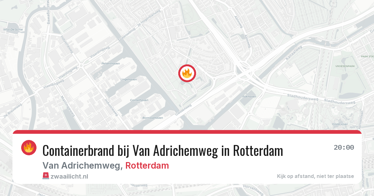 Containerbrand bij Van Adrichemweg in Rotterdam — 22 mrt 2026