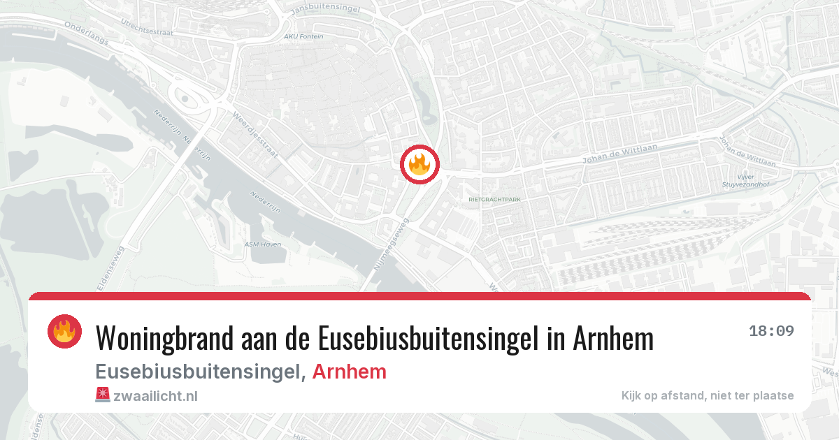 Woningbrand aan de Eusebiusbuitensingel in Arnhem — 14 jun 2026