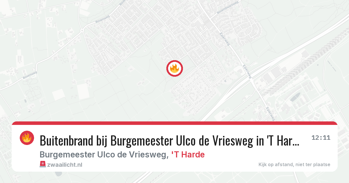 Buitenbrand bij Burgemeester Ulco de Vriesweg in 'T Harde — 29 apr 2026