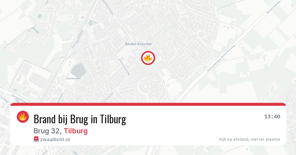 Brand bij Brug in Tilburg — 2 aug 2026