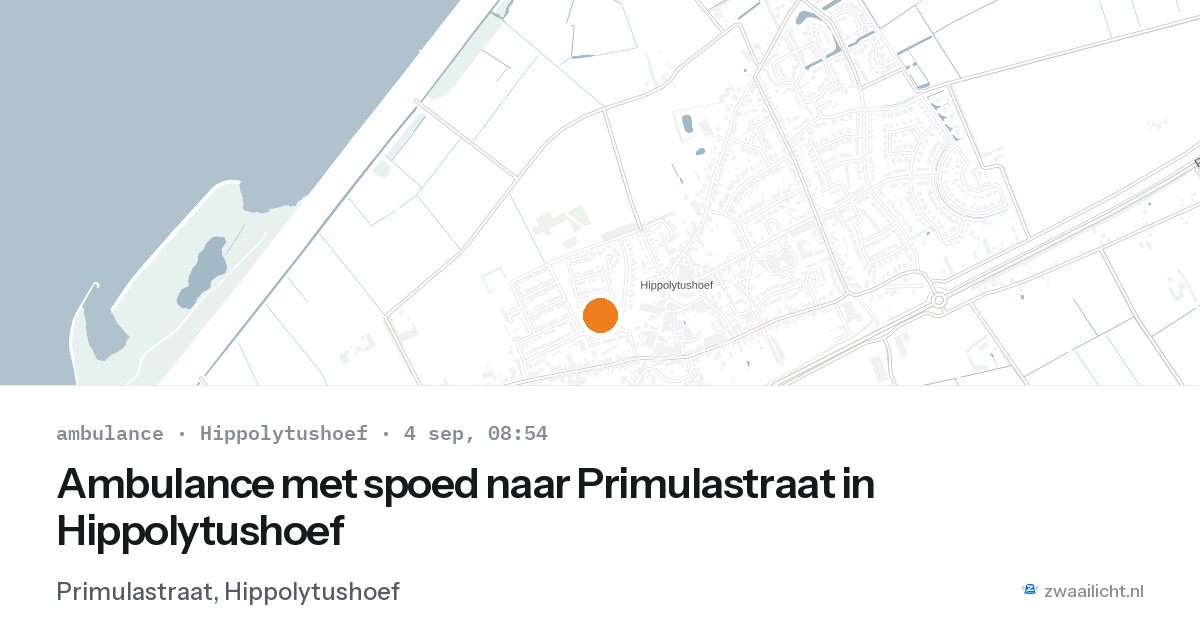 Ambulance met spoed naar Primulastraat in Hippolytushoef — 4 sep 2026