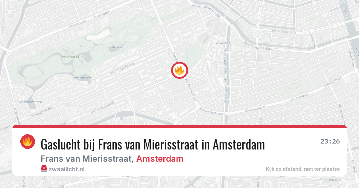 Gaslucht bij Frans van Mierisstraat in Amsterdam — 12 aug 2026