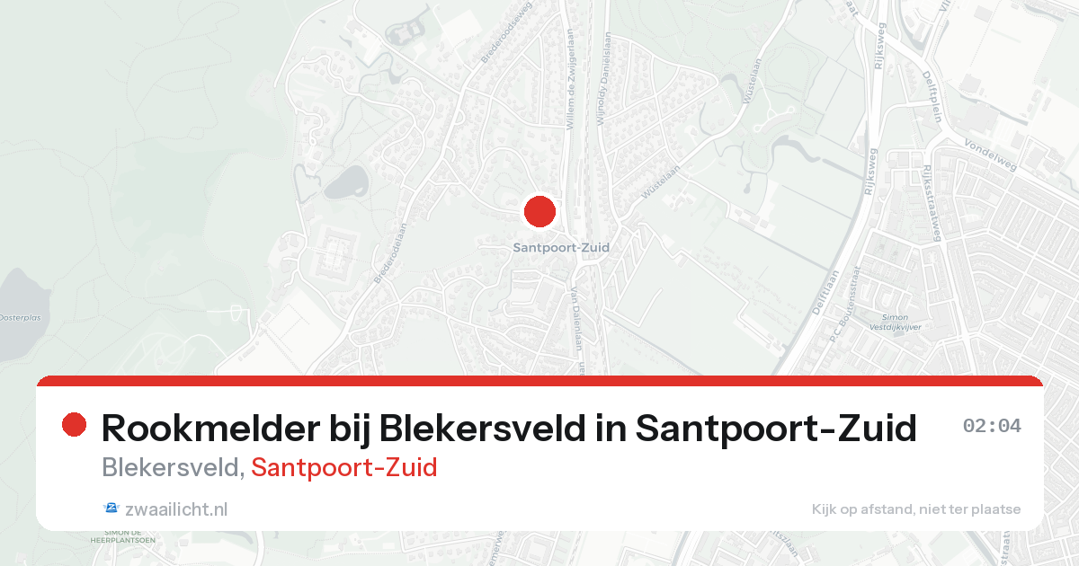 Rookmelder bij Blekersveld in Santpoort-Zuid — 20 aug 2026