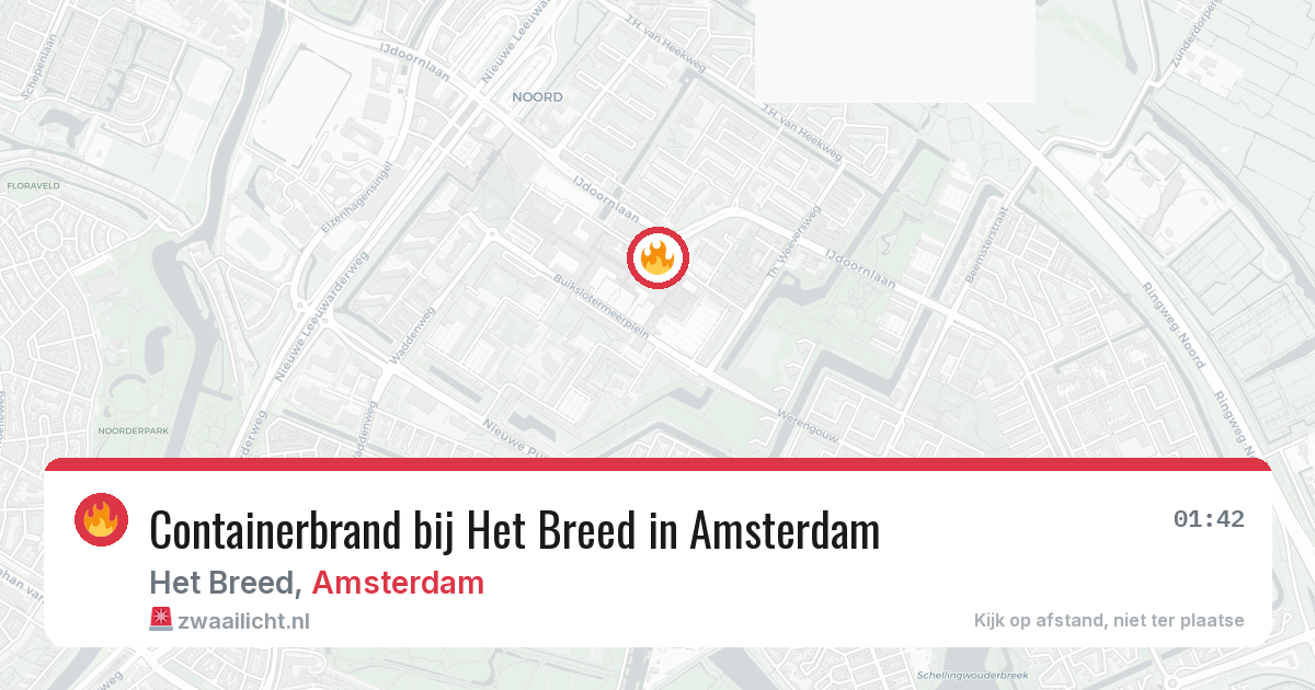 Containerbrand bij Het Breed in Amsterdam — 4 apr 2026