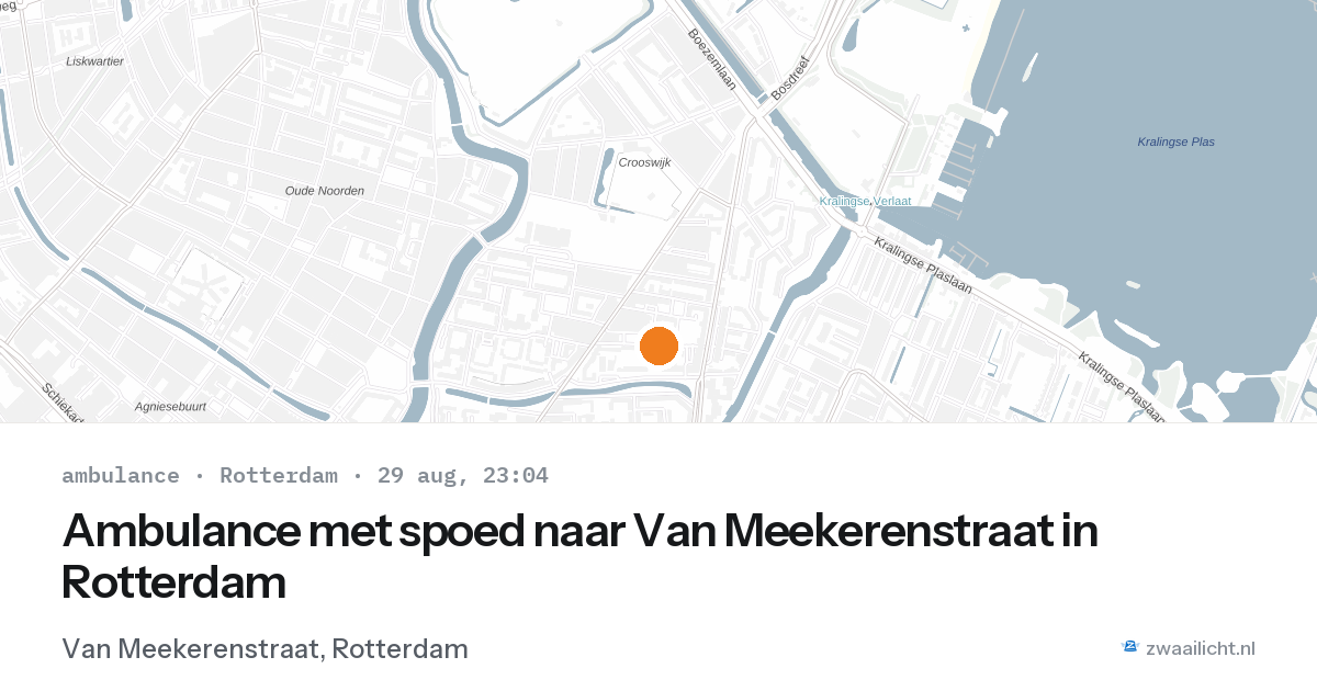 Ambulance met spoed naar Van Meekerenstraat in Rotterdam — 29 aug 2026