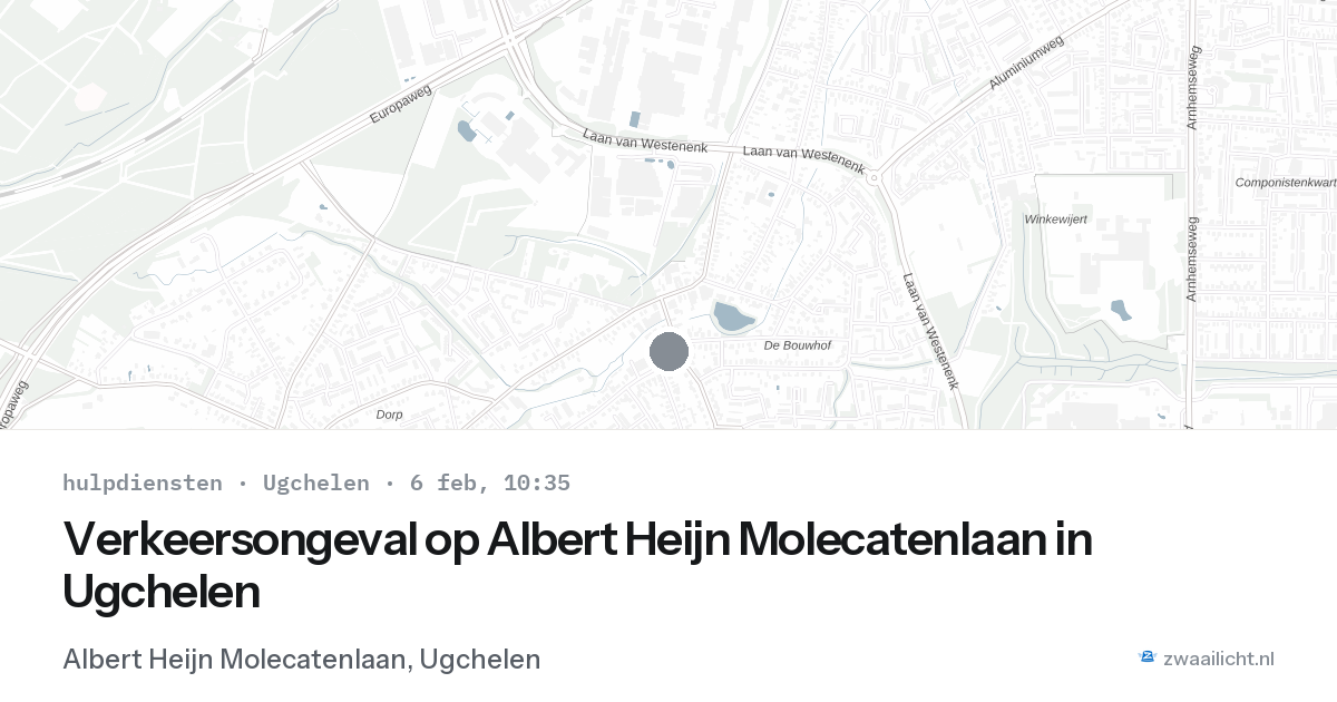 Verkeersongeval op Albert Heijn Molecatenlaan in Ugchelen — 6 feb 2026