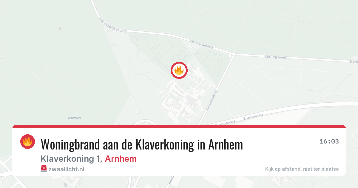 Woningbrand aan de Klaverkoning in Arnhem — 15 jun 2026