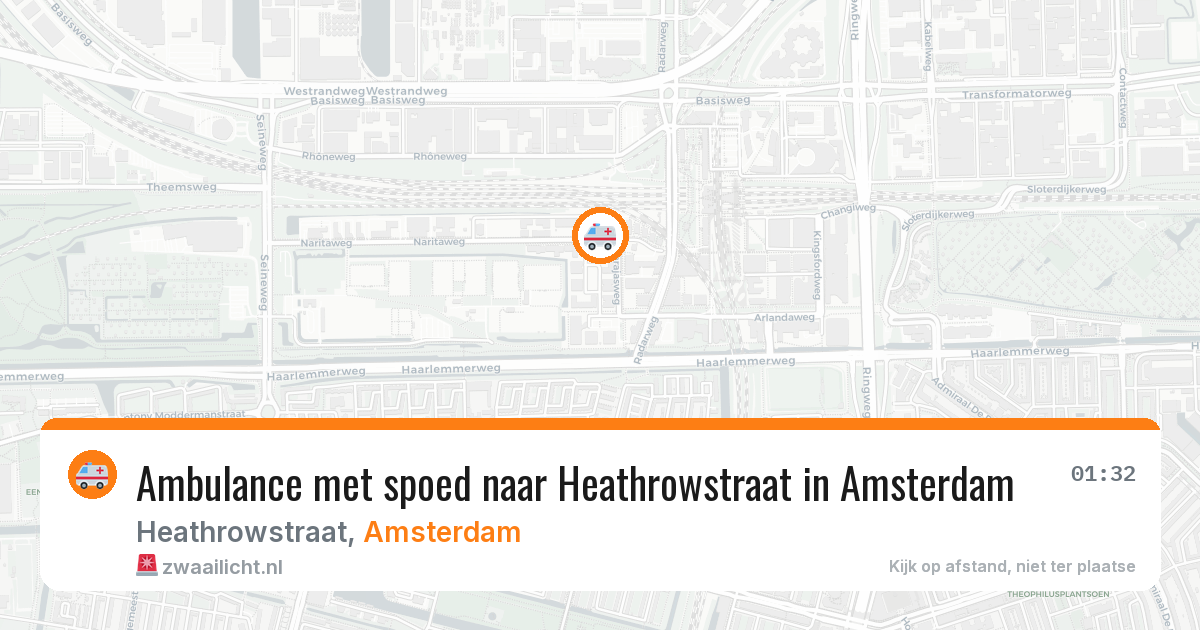 Ambulance met spoed naar Heathrowstraat in Amsterdam — 5 aug 2026
