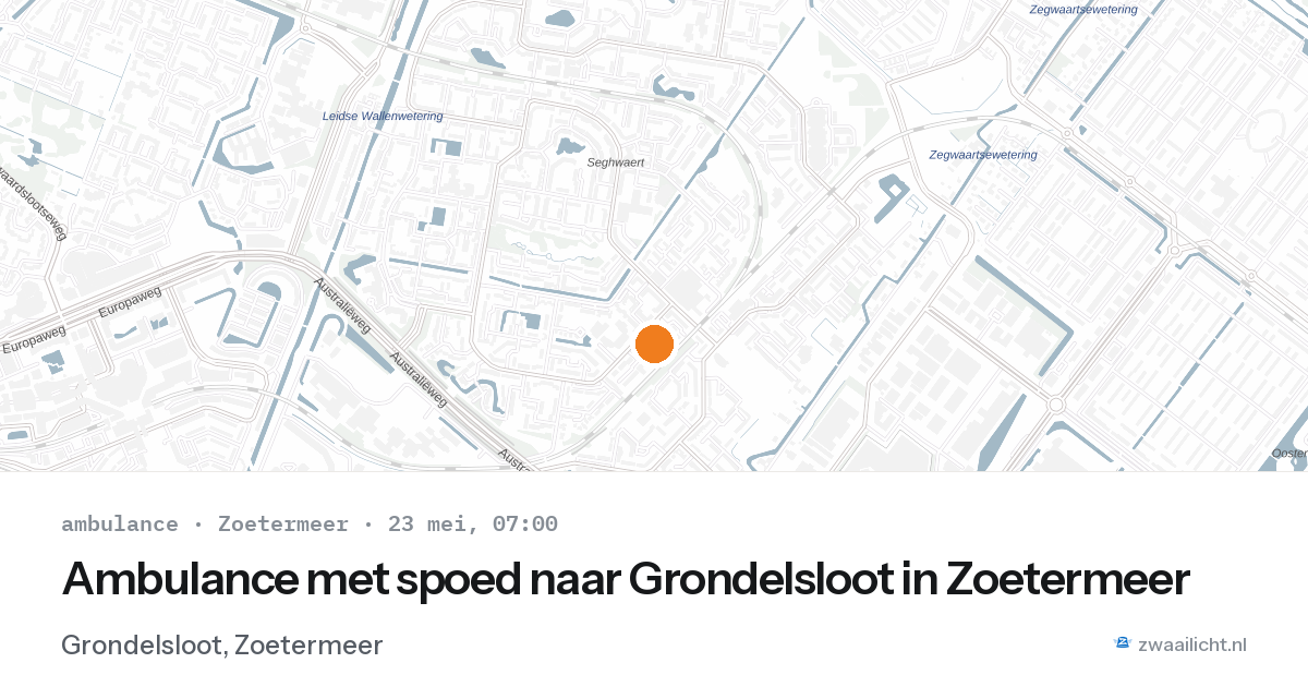 Ambulance met spoed naar Grondelsloot in Zoetermeer — 23 mei 2026