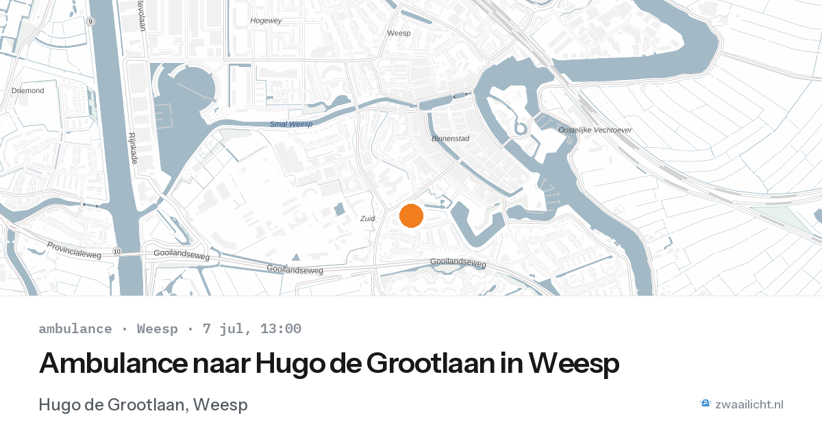 Ambulance naar Hugo de Grootlaan in Weesp — 7 jul 2026