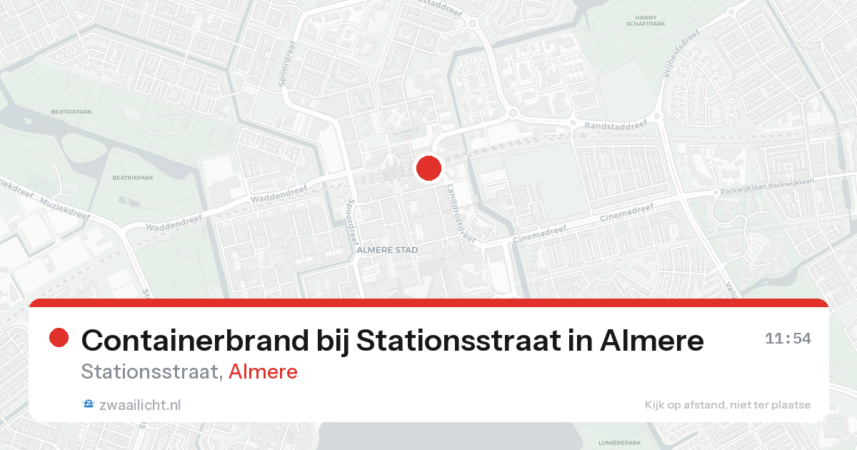 Containerbrand bij Stationsstraat in Almere — 17 aug 2026
