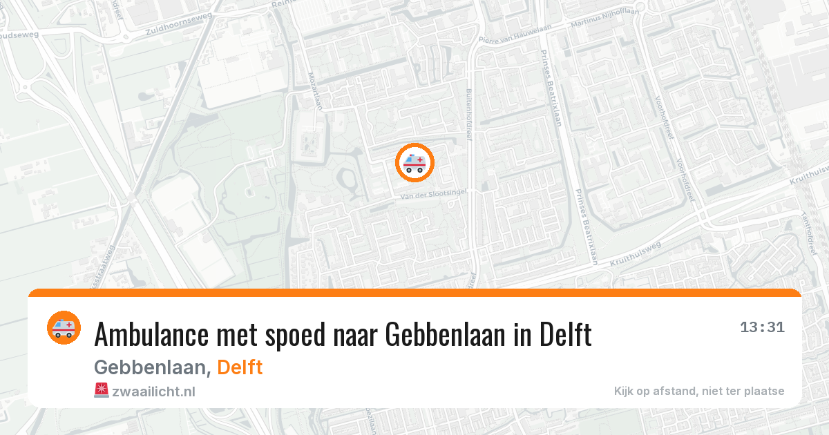 Ambulance met spoed naar Gebbenlaan in Delft — 19 mei 2026