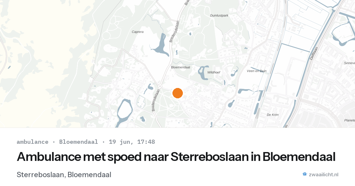 Ambulance met spoed naar Sterreboslaan in Bloemendaal — 19 jun 2026