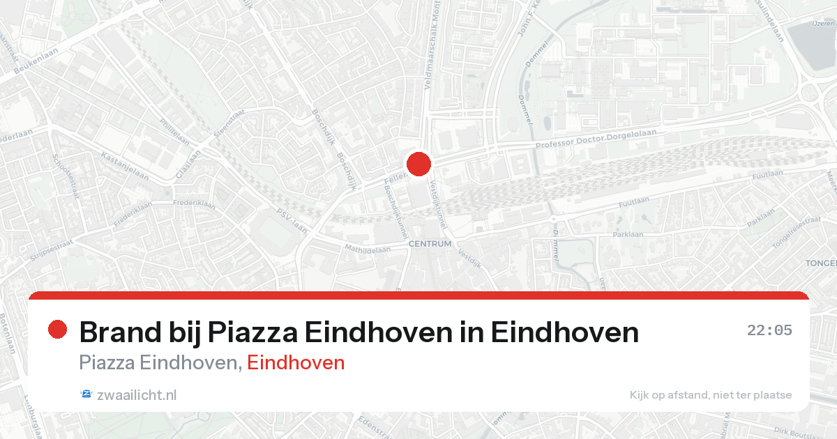 Brand bij Piazza Eindhoven in Eindhoven — 21 aug 2026