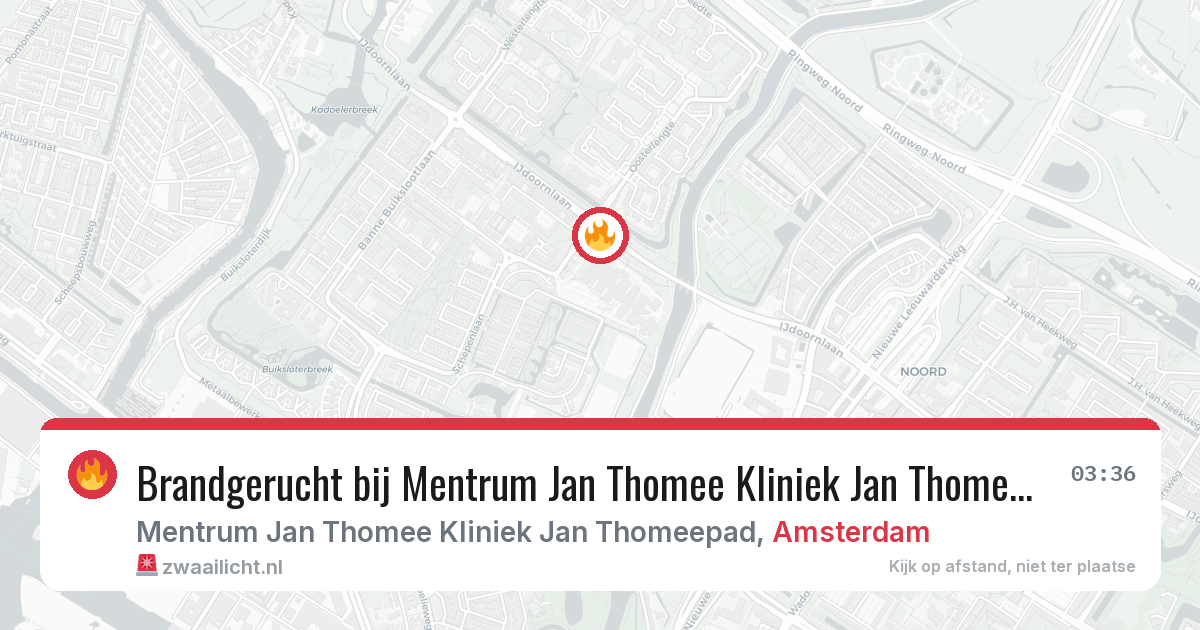 Brandgerucht bij Mentrum Jan Thomee Kliniek Jan Thomeepad in Amsterdam — 15 aug 2026