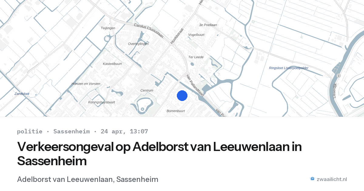 Verkeersongeval op Adelborst van Leeuwenlaan in Sassenheim — 24 apr 2026