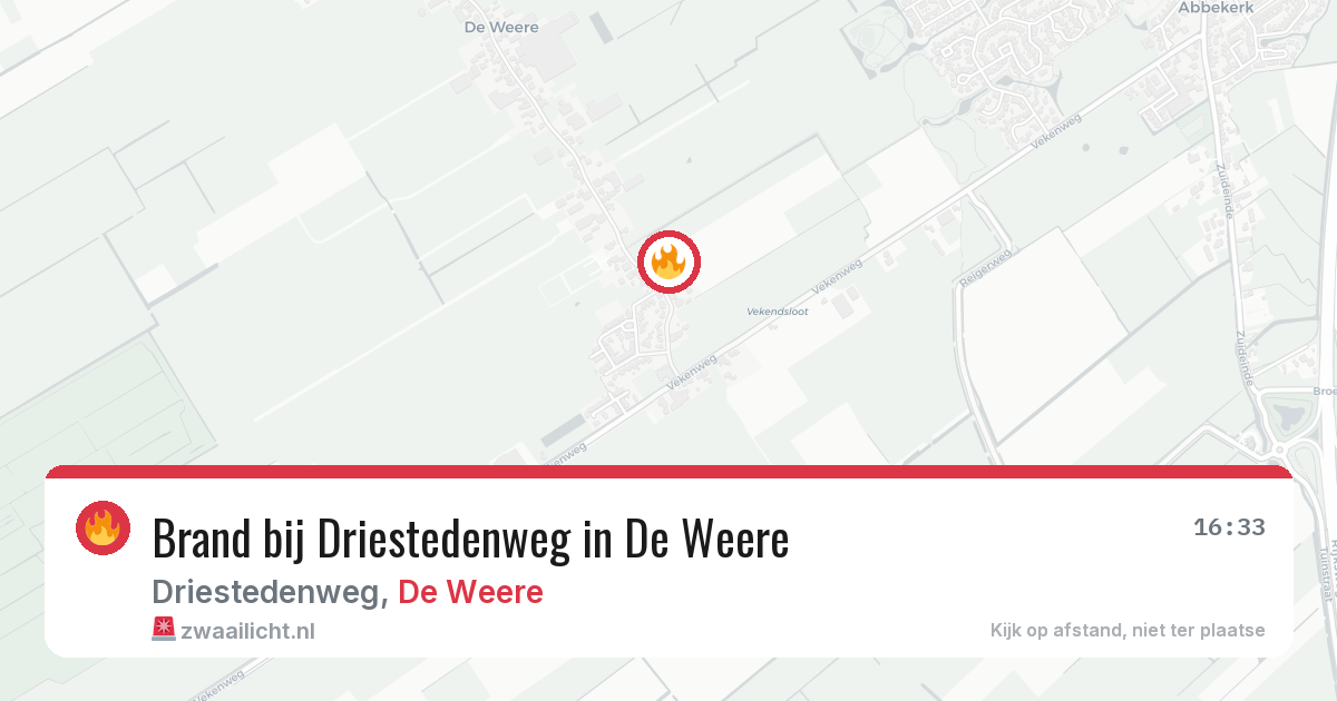 Brand bij Driestedenweg in De Weere — 12 jul 2026
