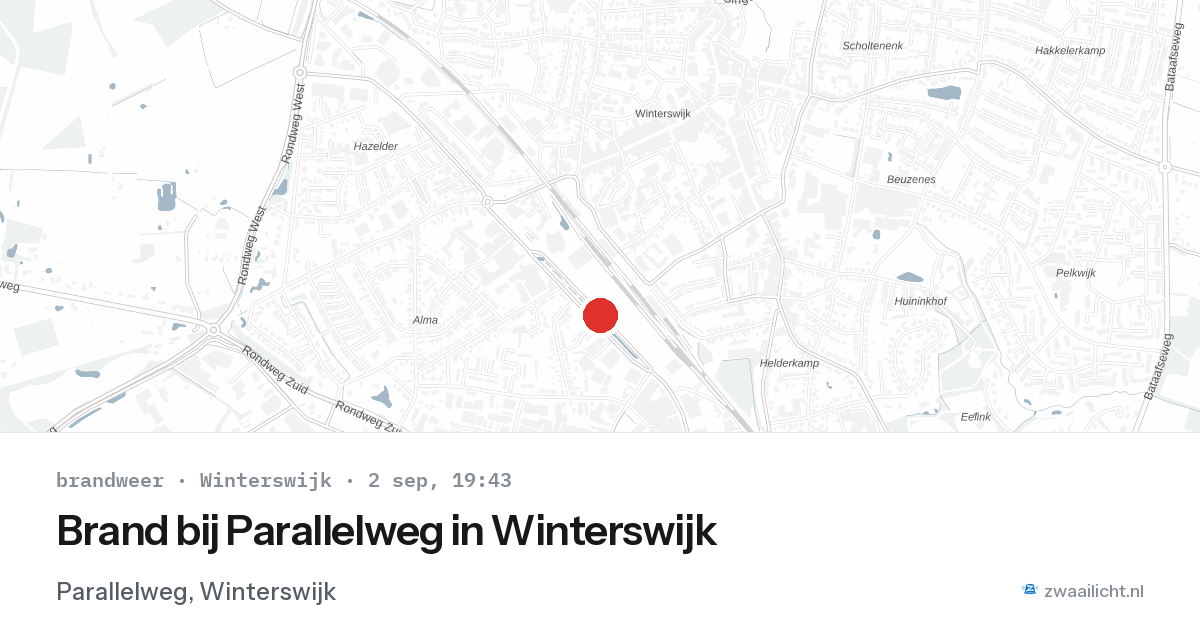 Brand bij Parallelweg in Winterswijk — 2 sep 2026