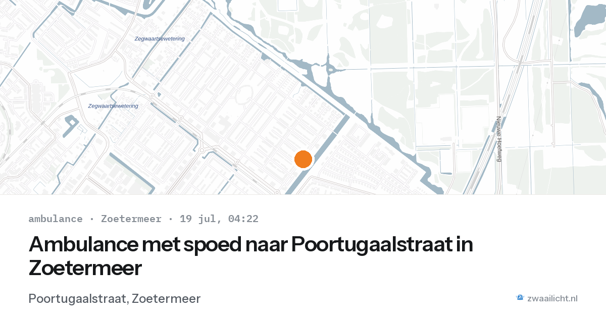 Ambulance met spoed naar Poortugaalstraat in Zoetermeer — 19 jul 2026
