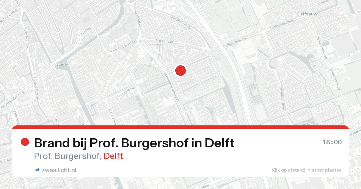 Brand bij Prof. Burgershof in Delft — 24 aug 2026