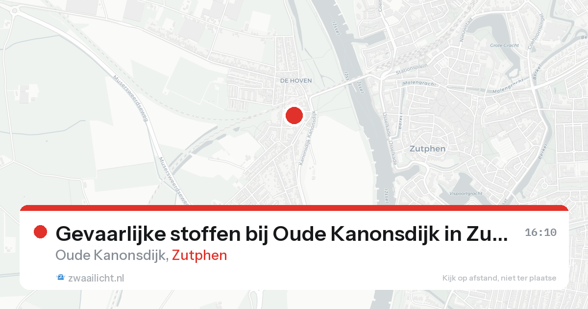 Gevaarlijke stoffen bij Oude Kanonsdijk in Zutphen — 14 aug 2026
