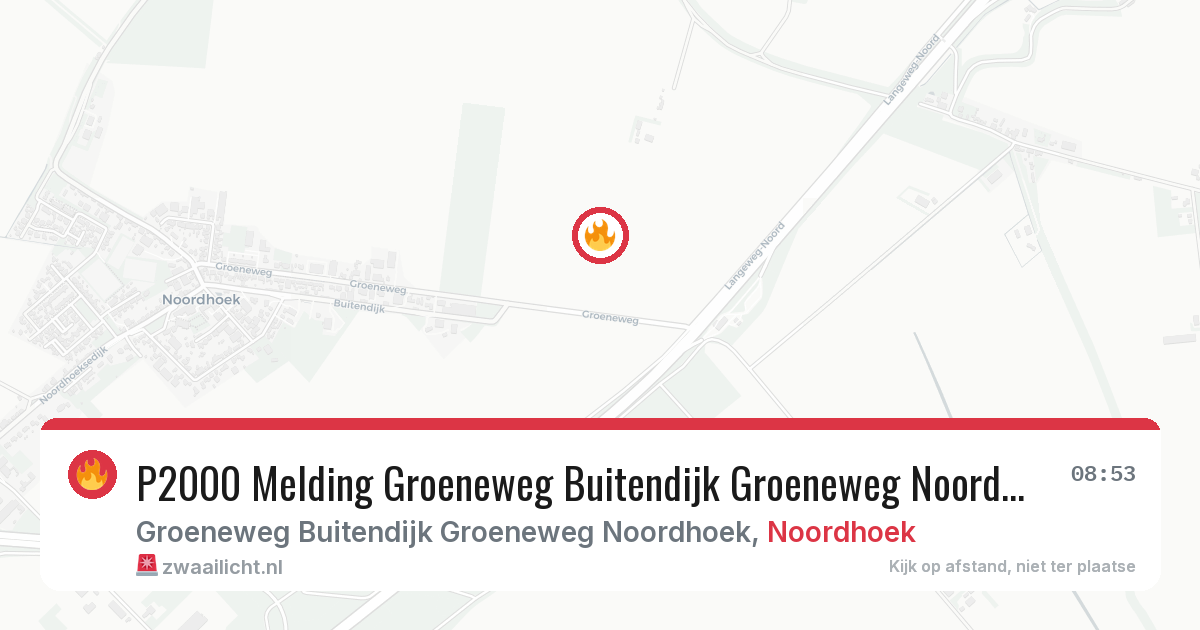 P2000 Melding Groeneweg Buitendijk Groeneweg Noordhoek, Noordhoek — 11 feb 2026