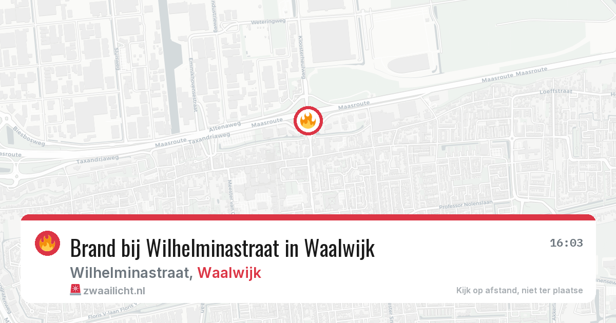 Brand bij Wilhelminastraat in Waalwijk — 11 mei 2026