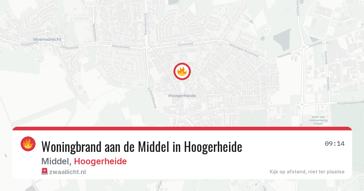 Woningbrand aan de Middel in Hoogerheide — 12 mei 2026