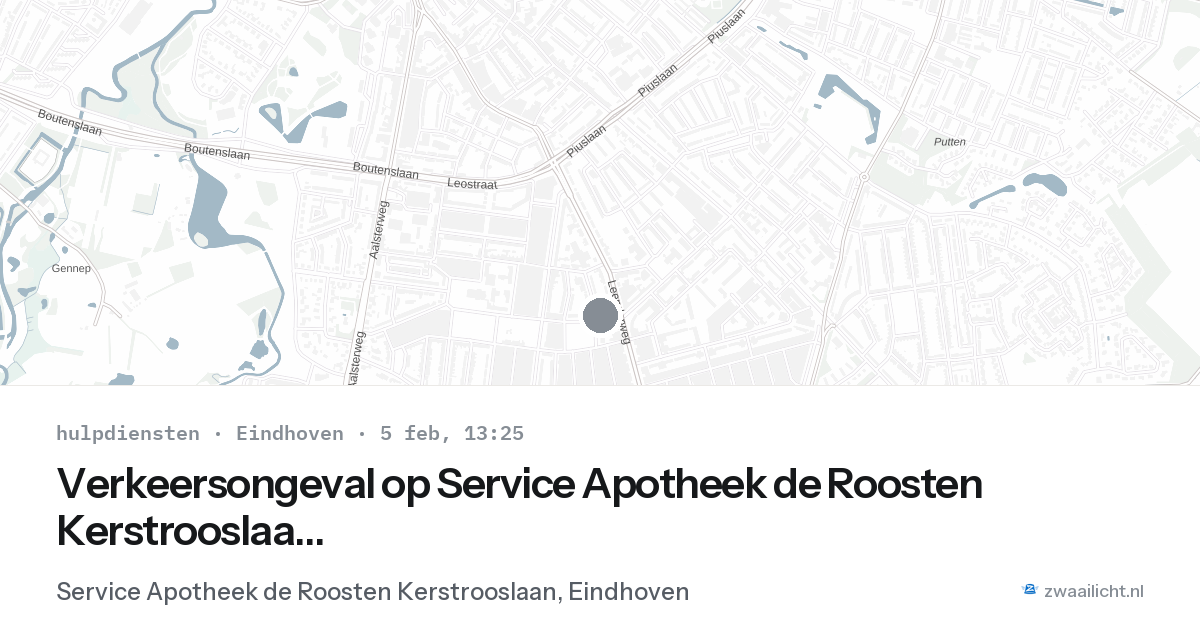 Verkeersongeval op Service Apotheek de Roosten Kerstrooslaan in Eindhoven — 5 feb 2026