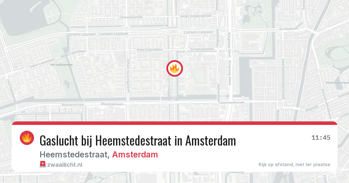 Gaslucht bij Heemstedestraat in Amsterdam — 29 jan 2026