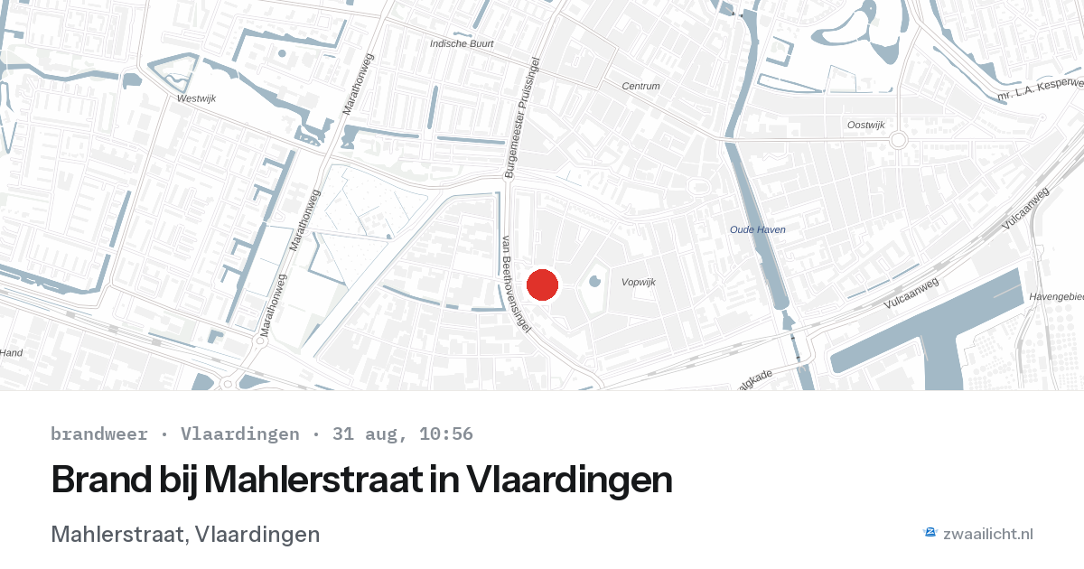 Brand bij Mahlerstraat in Vlaardingen — 31 aug 2026